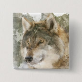 Cooler Watercolor Wolf Button Button (Vorderseite)