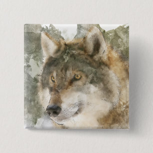 Cooler Watercolor Wolf Button Button