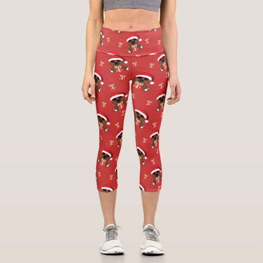 Cooler Weihnachtsbär mit Sonnenbrille Weihnachtsmu Capri Leggings (Vorderseite)