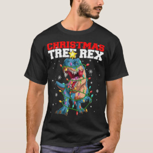 Cooler Weihnachtsbaum Dinosaur Fairy Lights Christ T-Shirt