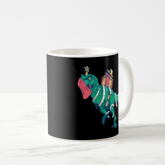 Cooler Weihnachtsbaum Dinosaur Funny Party Bekleid Kaffeetasse (VorderseiteRechts)