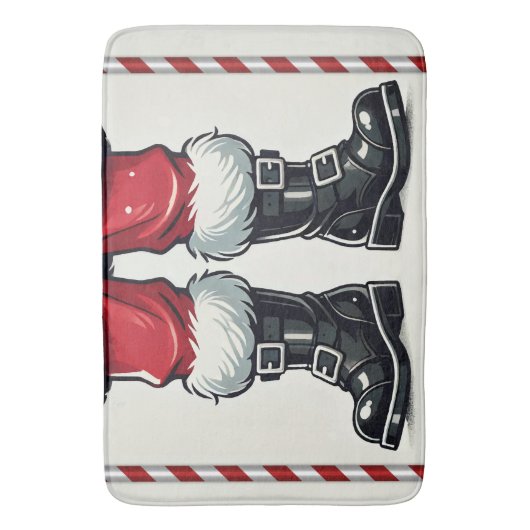 Cooler Weihnachtsfest in Schwarzen Booten Weihnach Badematte (Vorderseite Vertikal)