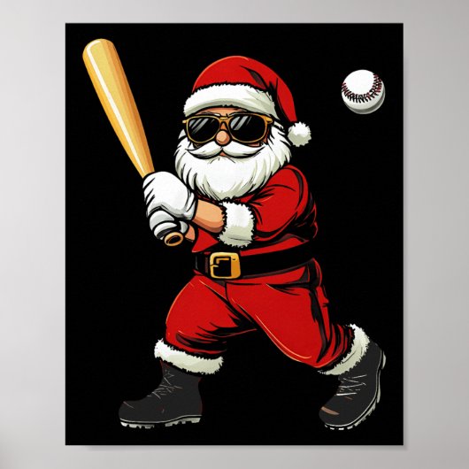 Cooler Weihnachtsmann Baseball Weihnachts-Baseball Poster (Vorne)