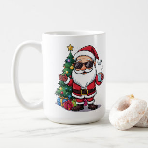 Cooler Weihnachtsmann-Becher mit Sonnenbrille & We Kaffeetasse