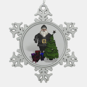 Cooler Weihnachtsmann Biker Schneeflocken Zinn-Ornament