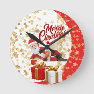 Cooler Weihnachtsmann-Feiertag zu Weihnachten 🎅 Runde Wanduhr