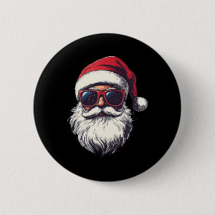 Cooler Weihnachtsmann im Retro-Gesicht Weihnachtsm Button