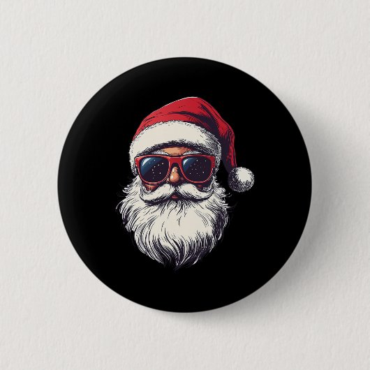 Cooler Weihnachtsmann im Retro-Gesicht Weihnachtsm Button (Vorderseite)