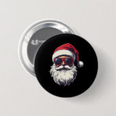 Cooler Weihnachtsmann im Retro-Gesicht Weihnachtsm Button (Vorne & Hinten)