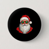 Cooler Weihnachtsmann im Retro-Gesicht Weihnachtsm Button (Vorderseite)