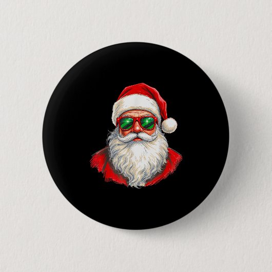 Cooler Weihnachtsmann im Retro-Gesicht Weihnachtsm Button (Vorderseite)
