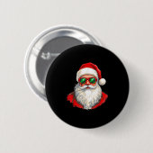 Cooler Weihnachtsmann im Retro-Gesicht Weihnachtsm Button (Vorne & Hinten)