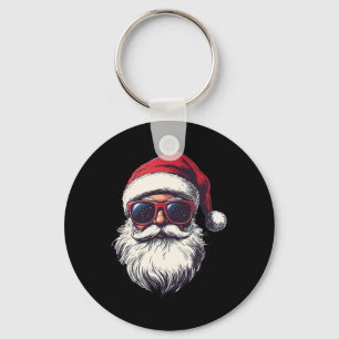 Cooler Weihnachtsmann im Retro-Gesicht Weihnachtsm Schlüsselanhänger