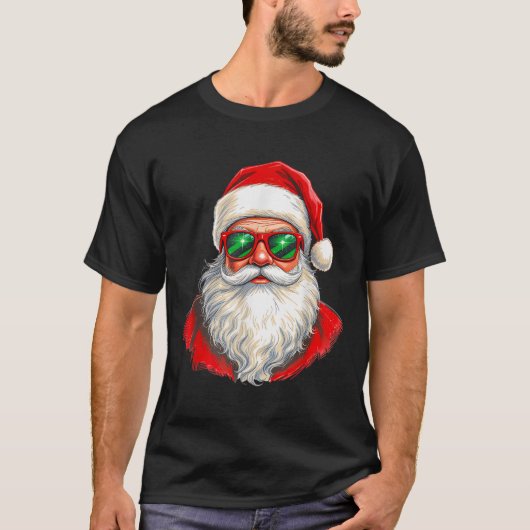 Cooler Weihnachtsmann im Retro-Gesicht Weihnachtsm T-Shirt (Vorderseite)