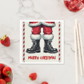 Cooler Weihnachtsmann in Black Boots Weihnachtsfei Serviette (Beispiel)
