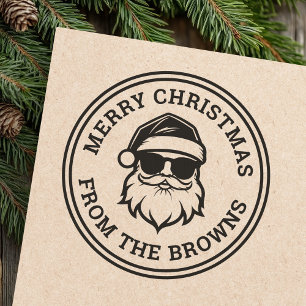 Cooler Weihnachtsmann in Sonnenbrille Frohe Weihna Gummistempel