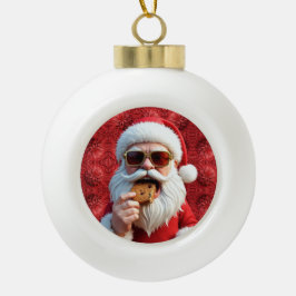 Cooler Weihnachtsmann Keramik Kugel-Ornament