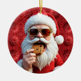 Cooler Weihnachtsmann Keramik Ornament
