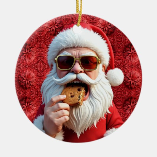 Cooler Weihnachtsmann Keramik Ornament (Vorne)