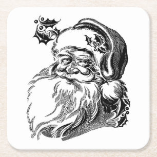 Cooler Weihnachtsmann-Kopf-Skizze Rechteckiger Pappuntersetzer