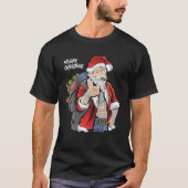 Cooler Weihnachtsmann mit Brillen und rauchenden Z T-Shirt (Vorderseite)