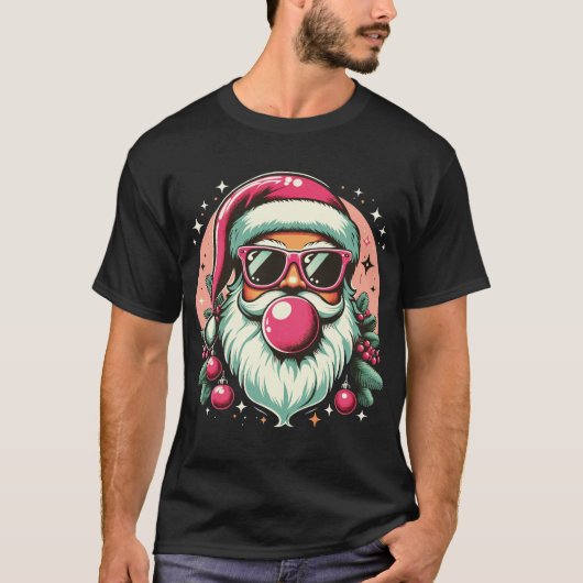 "Cooler Weihnachtsmann mit Bubblegum Pop Weihnacht T-Shirt (Vorderseite)
