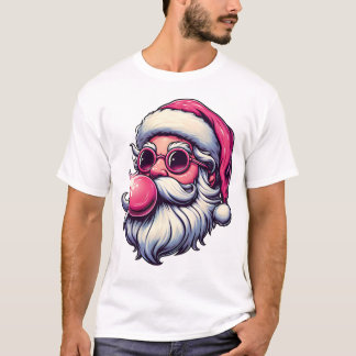 Cooler Weihnachtsmann mit rosa Bubble-Sonnenbrille T-Shirt
