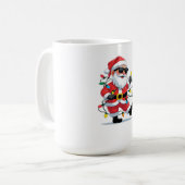 Cooler Weihnachtsmann mit Weihnachtslichtern – Mod Kaffeetasse (Vorderseite Links)