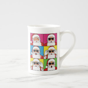 Cooler Weihnachtsmann Pop Art mit Sonnenbrille - R Porzellantasse