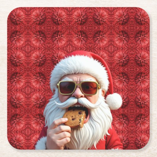 Cooler Weihnachtsmann Rechteckiger Pappuntersetzer (Vorderseite)