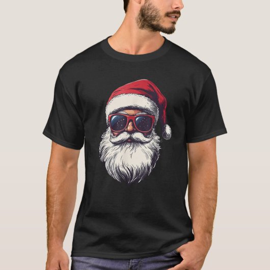 Cooler Weihnachtsmann Retro Sonnenbrille Weihnacht T-Shirt (Vorderseite)