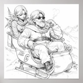 Cooler Weihnachtsmann und Elf Poster