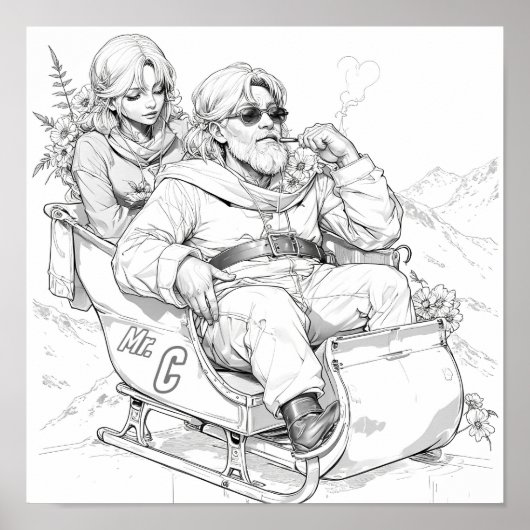 Cooler Weihnachtsmann und Elf Poster (Vorne)