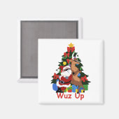 Cooler Weihnachtsmann und Reindeer Magnet (Vorderseite/Rückseite)