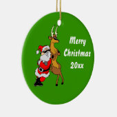 Cooler Weihnachtsmann und Rentier mit Sonnenbrille Keramik Ornament (Rechts)