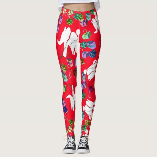 Cooler weißer Elefant Weihnachtsgeschenk Leggings (Vorderseite)