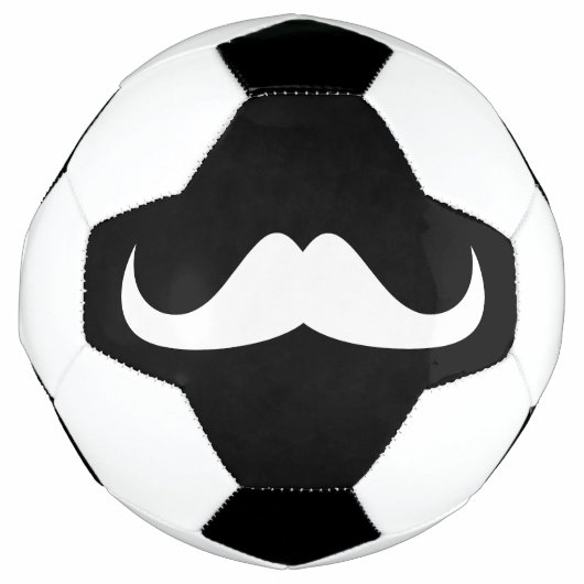 Cooler weißer Handlebar-Schnurrbart auf schwarz Fußball (Vorderseite)