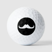 Cooler weißer Handlebar-Schnurrbart auf schwarz Golfball (Vorderseite)