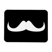 Cooler weißer Handlebar-Schnurrbart auf schwarz Magnet (Horizontal)