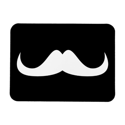 Cooler weißer Handlebar-Schnurrbart auf schwarz Magnet (Horizontal)