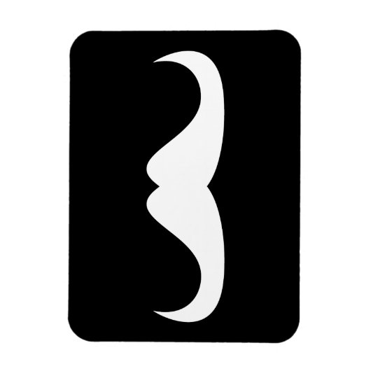 Cooler weißer Handlebar-Schnurrbart auf schwarz Magnet (Vertikal)