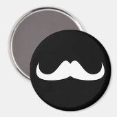 Cooler weißer Handlebar-Schnurrbart auf schwarz Magnet (Vorderseite/Rückseite)