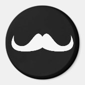 Cooler weißer Handlebar-Schnurrbart auf schwarz Magnet (Vorne)