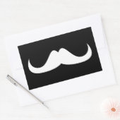 Cooler weißer Handlebar-Schnurrbart auf schwarz Rechteckiger Aufkleber (Umschlag)