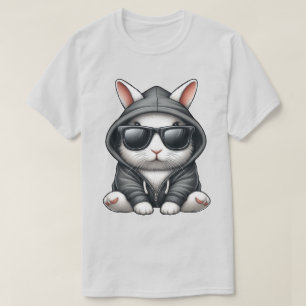 Cooler Weißer Kaninchen in Kapuzenpullover und Son T-Shirt
