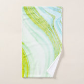 Cooler weißer Marmorstein Grüner Glitzer Badhandtuch Set (Handtuch)