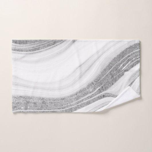 Cooler weißer Marmorstein Silberstein Glitzer Badhandtuch Set (Handtuch)