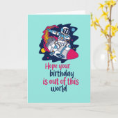 Cooler Weltraumpuff Funny Astronaut Geburtstag Karte (Gelbe Blume)