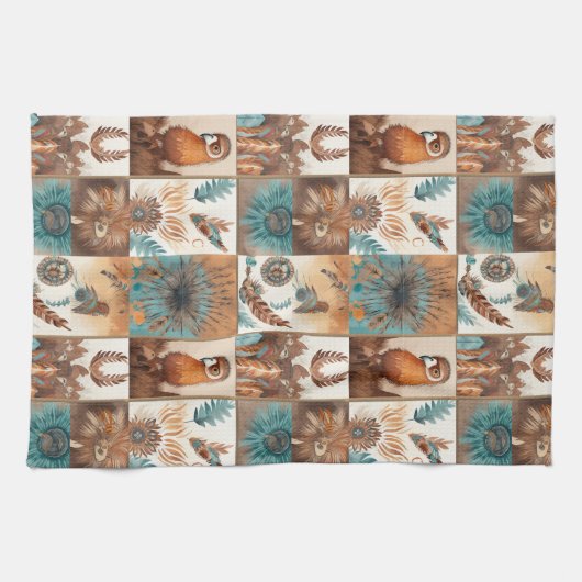 Cooler Western BoHo-Fliesenmuster Geschirrtuch (Horizontal)