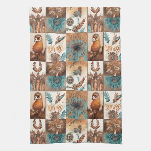 Cooler Western BoHo-Fliesenmuster Geschirrtuch (Vertikal)